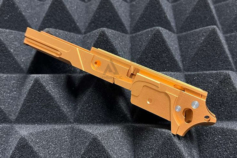 Load image into Gallery viewer, EDGE Custom "STRAT" 3.9 inch Aluminum Frame for Hi-Capa - Orange #EDGE-AF001-39-OR
