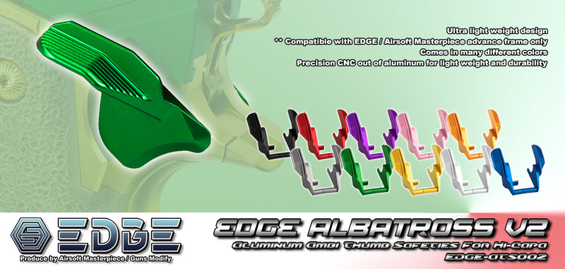 Load image into Gallery viewer, EDGE Custom “ALBATROSS” Aluminum Ambi Thumb Safeties for Hi-CAPA
