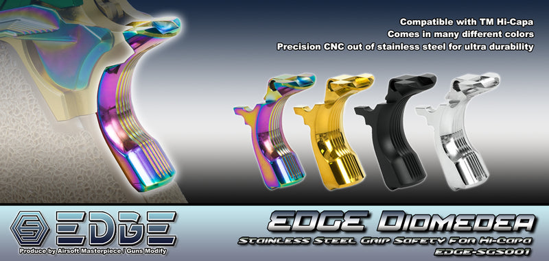 Load image into Gallery viewer, EDGE Custom “DIOMEDEA” Stainless Steel Grip Safety for Hi-CAPA - Matt Black