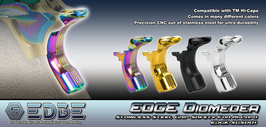 EDGE Custom “DIOMEDEA” Stainless Steel Grip Safety for Hi-CAPA - Matt Black