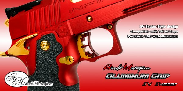 Load image into Gallery viewer, Airsoft Masterpiece Aluminum Grip for Hi-CAPA Type 6 (Infinity Grip Tape ver.) #G-06-BK
