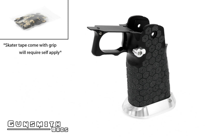 Load image into Gallery viewer, Gunsmith Bros Aluminum Grip for Hi-CAPA (Infinity HEX tape) - Black #GB-G-05-BK