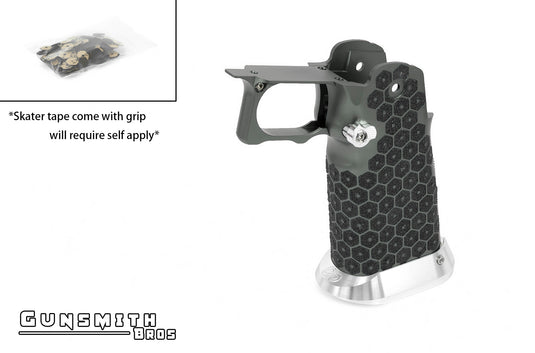 Gunsmith Bros Aluminum Grip for Hi-CAPA (Infinity HEX tape) - Grey