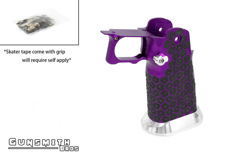 Load image into Gallery viewer, Gunsmith Bros Aluminum Grip for Hi-CAPA (Infinity HEX tape) - Purple #GB-G-05-PU