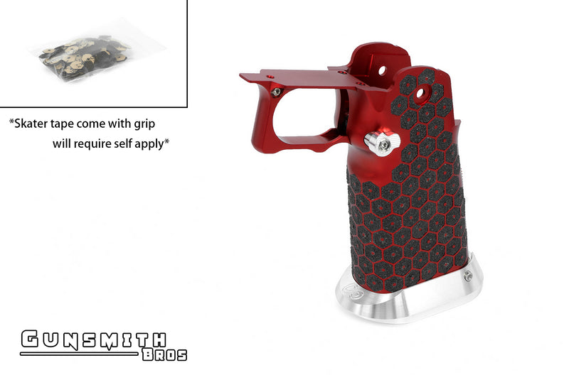 Load image into Gallery viewer, Gunsmith Bros Aluminum Grip for Hi-CAPA (Infinity HEX tape) - Red #GB-G-05-RD