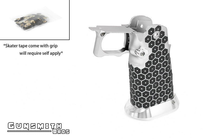 Load image into Gallery viewer, Gunsmith Bros Aluminum Grip for Hi-CAPA (Infinity HEX tape) - Silver #GB-G-05-SL