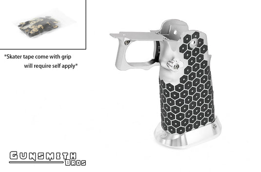 Gunsmith Bros Aluminum Grip for Hi-CAPA (Infinity HEX tape) - Silver