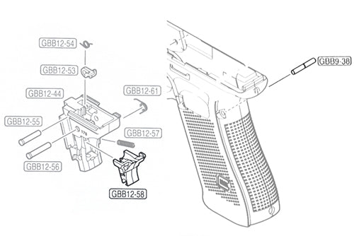 Guarder Rear Chassis Block & Pin for MARUI G17 Gen5 MOS GLK-521