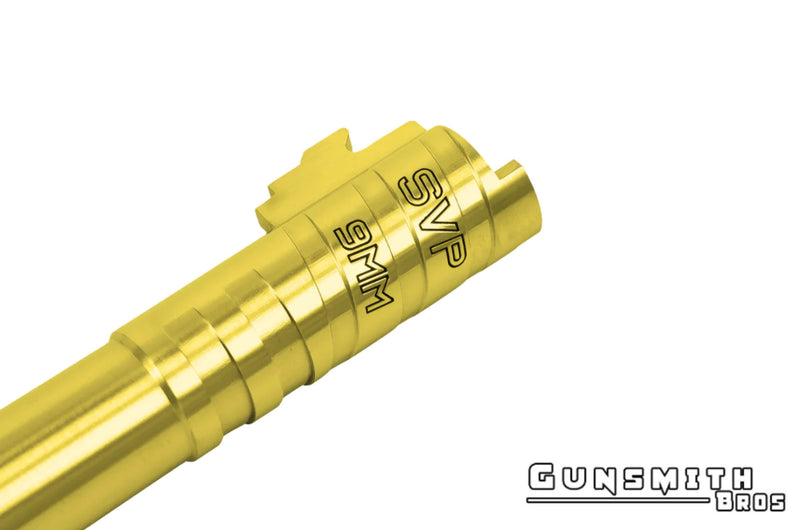 Load image into Gallery viewer, Gunsmith Bros Infinity SVP Steel 5.1 Outer Barrel for HI-CAPA 5.1 - Gold #GB-OBSVP51-GD
