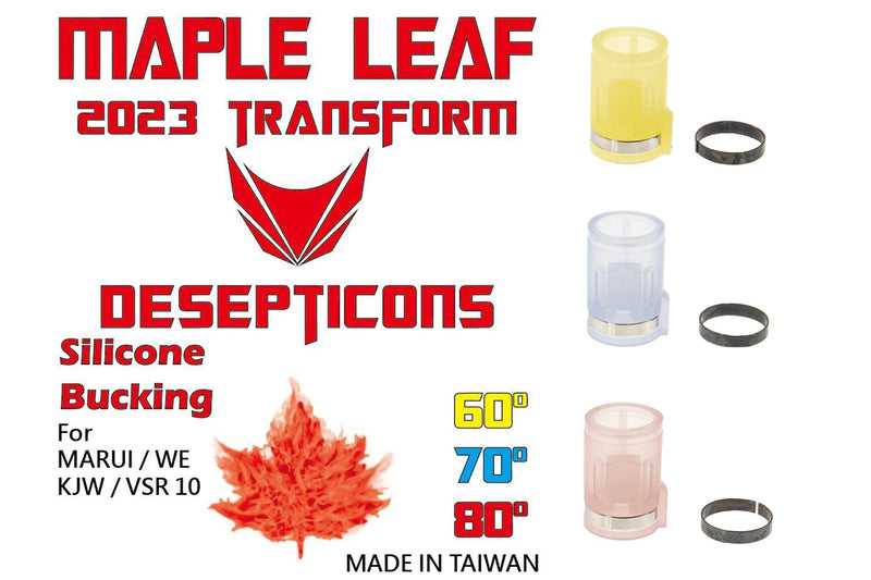 Load image into Gallery viewer, Maple Leaf 2023 Transformers "Decepticon" Hop Up Silicone Bucking for Marui TM / WE / KJW GBB & VSR ( Degree 60° / 70° / 80° )
