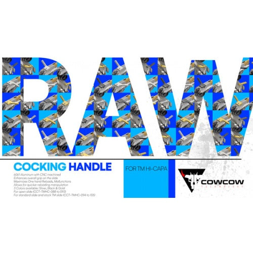 Load image into Gallery viewer, COWCOW RAW Cocking Handle - Standard ER - Silver For Marui Hi-Capa #CCT-TMHC-100