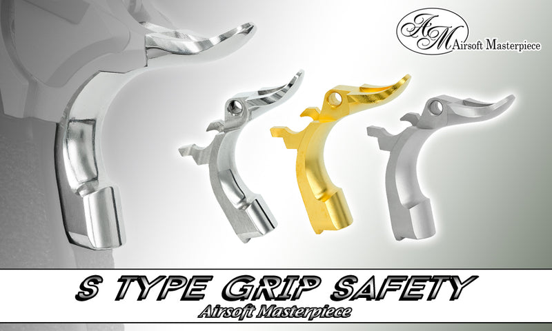 Load image into Gallery viewer, Airsoft Masterpiece Steel Grip Safety – S Style (Silver) #SGS-2SM