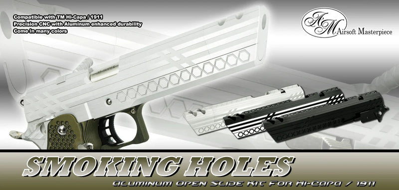 Load image into Gallery viewer, Airsoft Masterpiece SMOKING HOLES Open Slide Kit for Hi-CAPA - Gold #SK-SHK-OGD