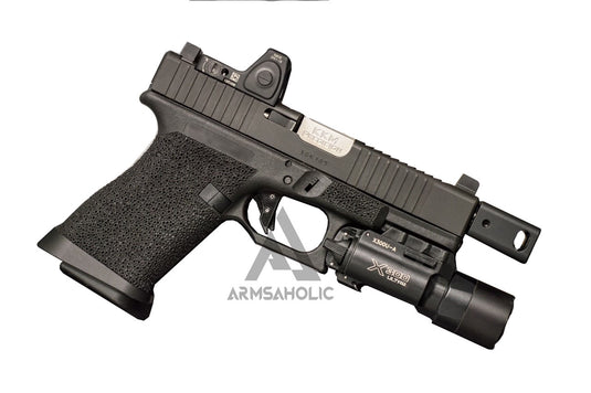 ArmsAholic Custom Roland ARS-Style Stippling Lower Frame for Marui G19 Airsoft GBB - Black