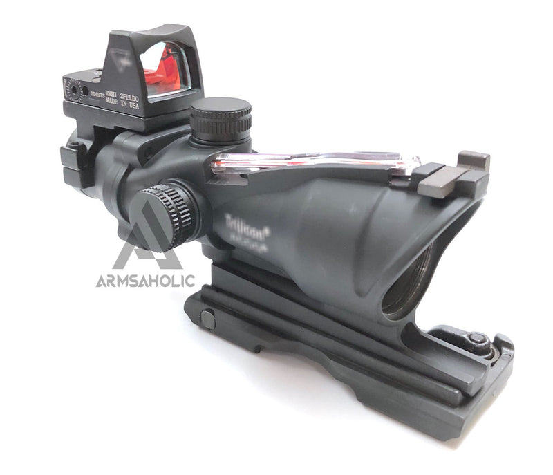 Load image into Gallery viewer, ACM ACO 4x32 Red Fiber Scope with RMR Sight A-Style Mount (Black) for Tactical Airsoft
