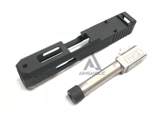 Guns Modify S-Style G26 RMR Slide Stainless Silver Threaded Barrel Set for Marui G26 GBB