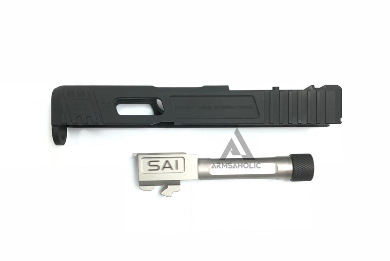 Load image into Gallery viewer, Guns Modify S-Style G26 RMR Slide Stainless Silver Threaded Barrel Set for Marui G26 GBB