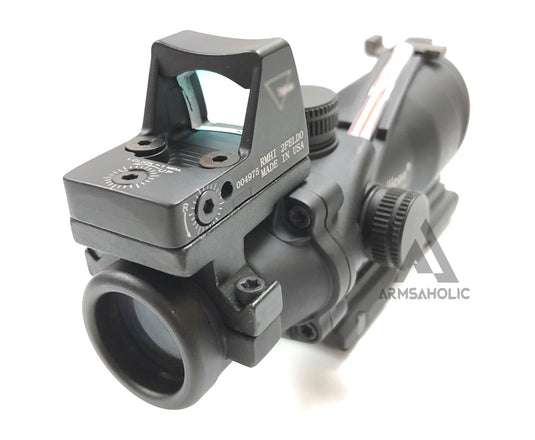 ACM ACO 4x32 Red Fiber Scope with RMR Sight A-Style Mount (Black) for Tactical Airsoft