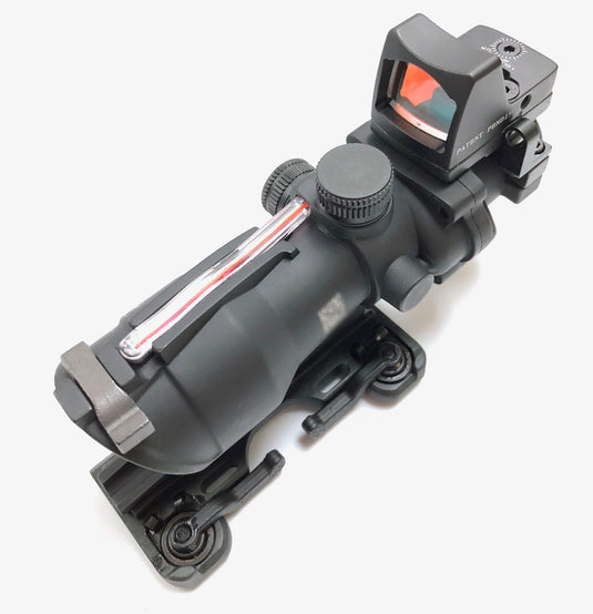 ACM ACO 4x32 Red Fiber Scope with RMR Sight A-Style Mount (Black) for Tactical Airsoft