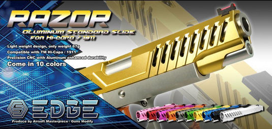 EDGE Custom "RAZOR" Aluminum Standard Slide for Hi-CAPA/1911 Black