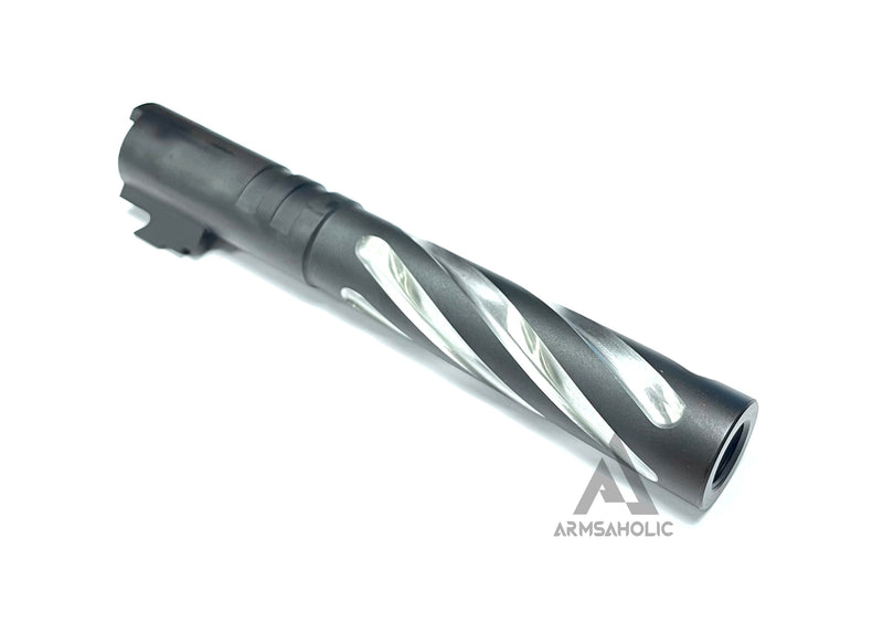 Load image into Gallery viewer, 5KU Tornado 5 inch Stainless Outer Barrel with Threads for Hi-CAPA 5.1 Black