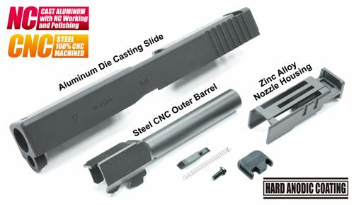 Guarder Aluminum Slide & Steel Barrel Set for Marui G17 (2018 Version) Black