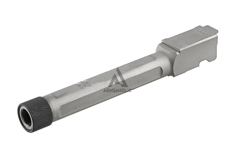 Load image into Gallery viewer, Guns Modify S-Style KM Stainless Steel Thread Outer Barrel for Marui G17 GBB (Fluted/Silver) CW 14MM