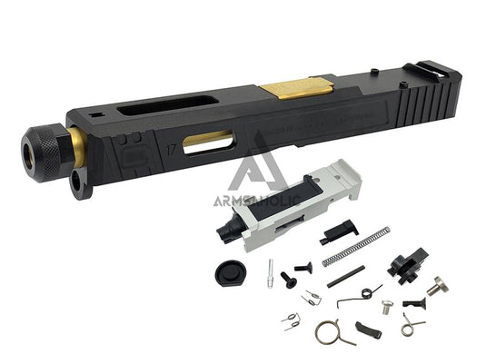 Guns Modify SA Style Slide Threaded Stainless Barrel (Gold) Housing & Parts for Marui G17 