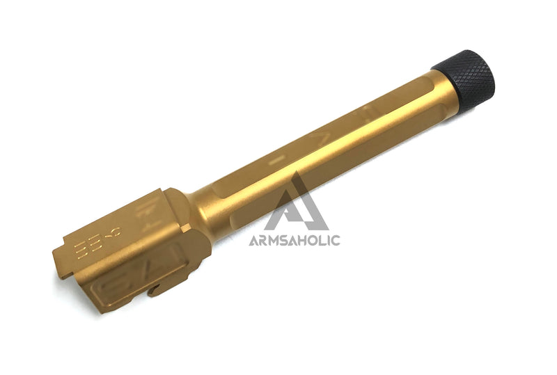 Load image into Gallery viewer, Guns Modify S-Style KM Stainless Steel Thread Outer Barrel for Marui G17 GBB (Fluted/Golden) CW 14MM