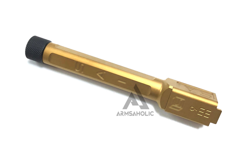 Load image into Gallery viewer, Guns Modify S-Style KM Stainless Steel Thread Outer Barrel for Marui G17 GBB (Fluted/Golden) CW 14MM