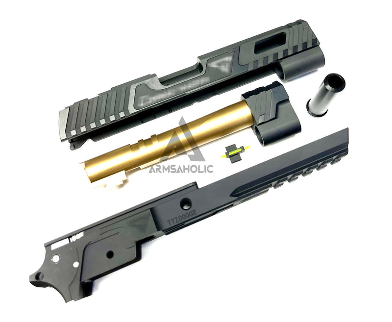 Load image into Gallery viewer, Nova CNC Aluminum T-style JW3 Combat Master Sight Block Barrel Set ( 5.4 version ) for Marui Hi-capa GBB Series