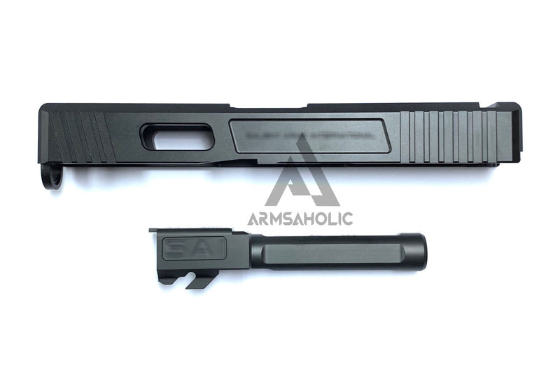 Load image into Gallery viewer, GunsModify SA Alu CNC Slide/Stainless 4 fluted Black barrel Set for TM G19
