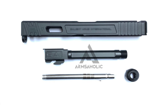 Guns Modify SA Aluminum CNC Slide & Stainless 4 fluted Threaded black barrel Set for Marui G17/22