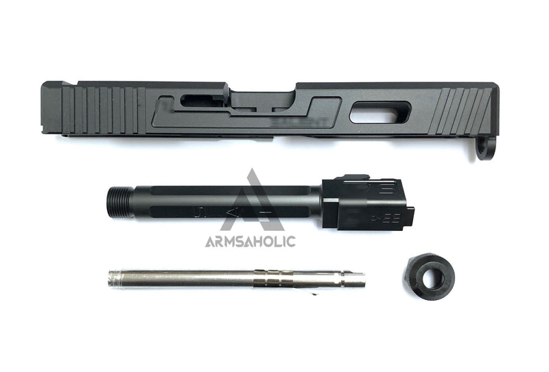 Load image into Gallery viewer, Guns Modify SA Aluminum CNC Slide & Stainless 4 fluted Threaded black barrel Set for Marui G17/22