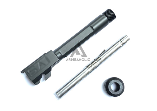 Guns Modify S-Style Stainless Steel Thread Outer Barrel for Marui G19 GBB (Nitride Black) CCW 14MM