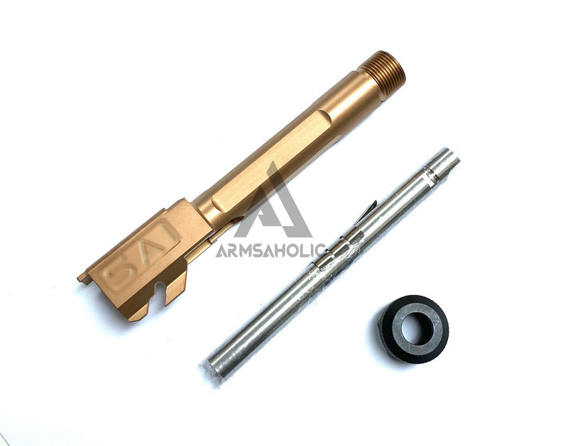 Load image into Gallery viewer, Guns Modify S-Style Stainless Steel Thread Outer Barrel for Marui G19 GBB (Nitride/Golden) CCW 14MM