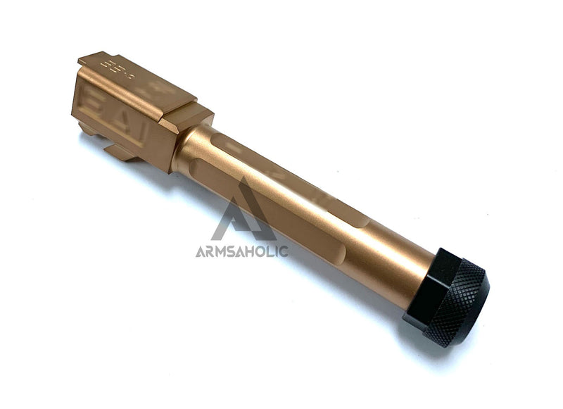 Load image into Gallery viewer, Guns Modify S-Style Stainless Steel Thread Outer Barrel for Marui G19 GBB (Nitride/Golden) CCW 14MM
