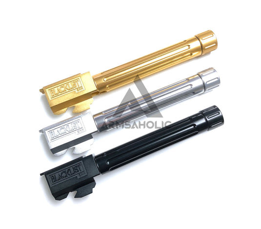 Nova BL-style CNC Aluminum Threaded Outer barrel for Marui Airsoft G17/18/22 GBB - Fluted (14mm +)