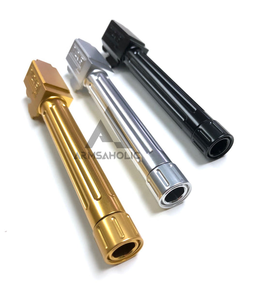 Nova BL-style CNC Aluminum Threaded Outer barrel for Marui Airsoft G17/18/22 GBB - Fluted (14mm +)