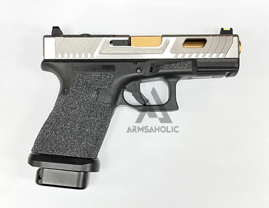 ArmsAholic Custom - T-Style 19 RMR GBB with Silicon Carbide Grip Airsoft - Sliver