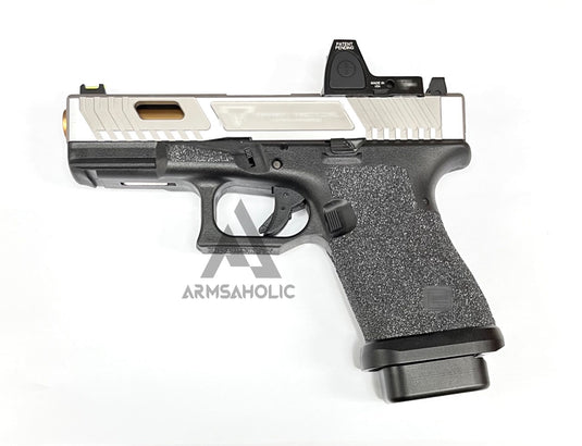 ArmsAholic Custom - T-Style 19 RMR GBB with Silicon Carbide Grip Airsoft - Sliver