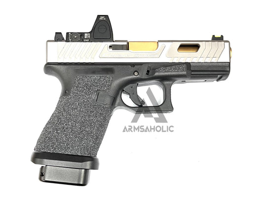 ArmsAholic Custom - T-Style 19 RMR GBB with Silicon Carbide Grip Airsoft - Sliver