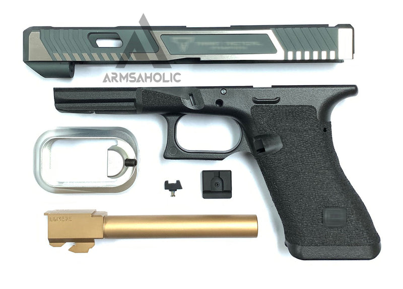 Load image into Gallery viewer, Nova T-Style JW G34 Aluminum Slide Kit for TM Tokyo Marui Airsoft G17 / 34 GBB Series - Shiny Two Tone