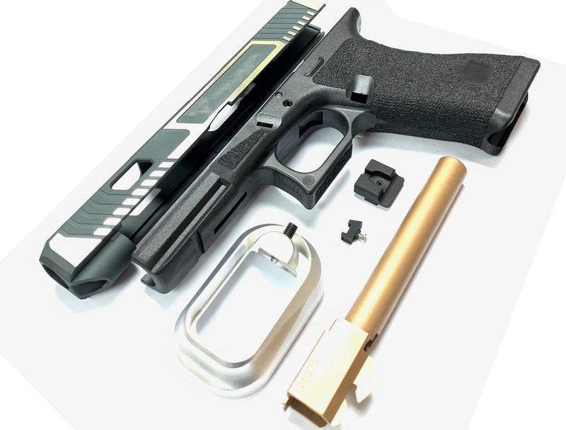 Load image into Gallery viewer, Nova T-Style JW G34 Aluminum Slide Kit for TM Tokyo Marui Airsoft G17 / 34 GBB Series - Shiny Two Tone