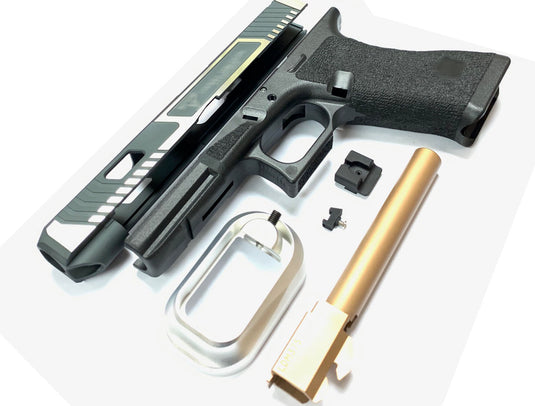 Nova T-Style JW G34 Aluminum Slide Kit for TM Tokyo Marui Airsoft G17 / 34 GBB Series - Shiny Two Tone