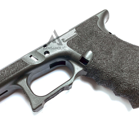 ArmsAholic Custom S-style Stippling Lower Frame with finger groove for Marui G19 Airsoft GBB - Black