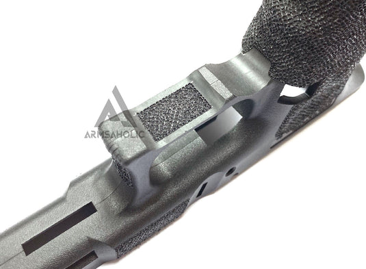 ArmsAholic Custom S-style Stippling Lower Frame with finger groove for Marui G19 Airsoft GBB - Black