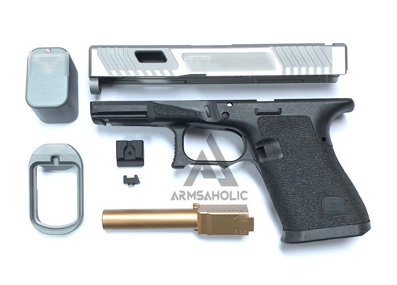 Load image into Gallery viewer, Nova T-Style JW G19 Aluminum Slide Kit for TM Tokyo Marui Airsoft G19 GBB Series - Shiny Gray