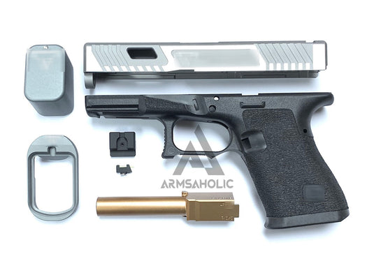 Nova T-Style JW G19 Aluminum Slide Kit for TM Tokyo Marui Airsoft G19 GBB Series - Shiny Gray