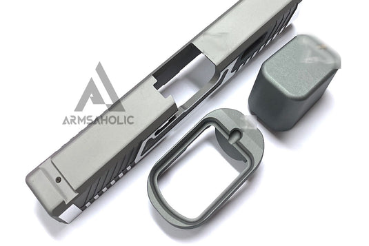 Nova T-Style JW G19 Aluminum Slide Kit for TM Tokyo Marui Airsoft G19 GBB Series - Shiny Gray